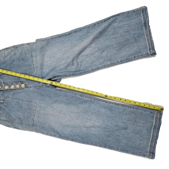 Tribal Caroline Cropped Wide Leg Jeans Size 8 Light Wash Button Front - Picture 6 of 9